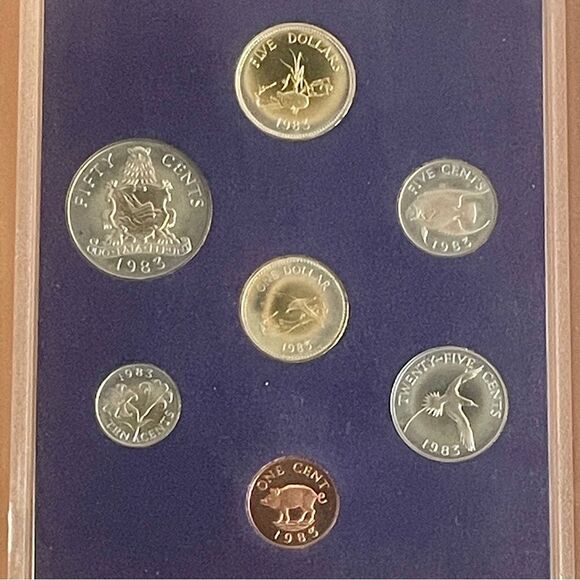1983 Royal Mint Proof Set Bermuda Coins & Currency, Framed - Picture 2 of 9